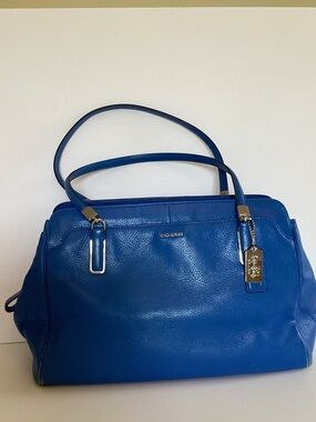 Coach Bright Blue Pebbled Leather Satchel Bag